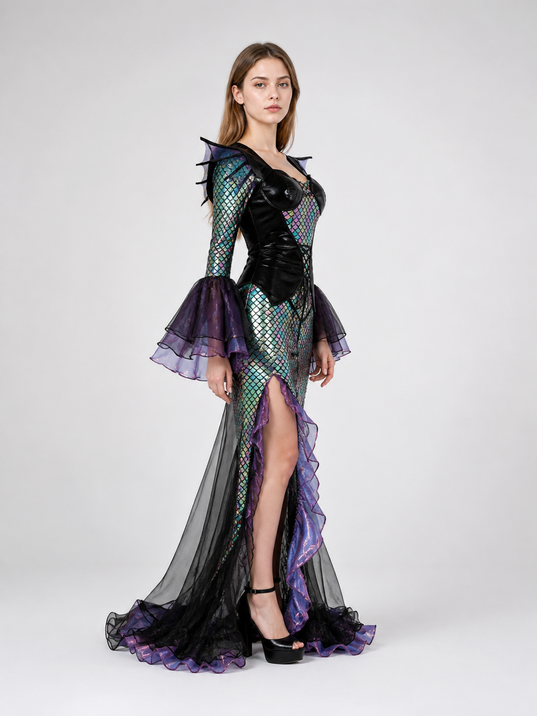 Mermaid Costume with Flared Sleeves side view