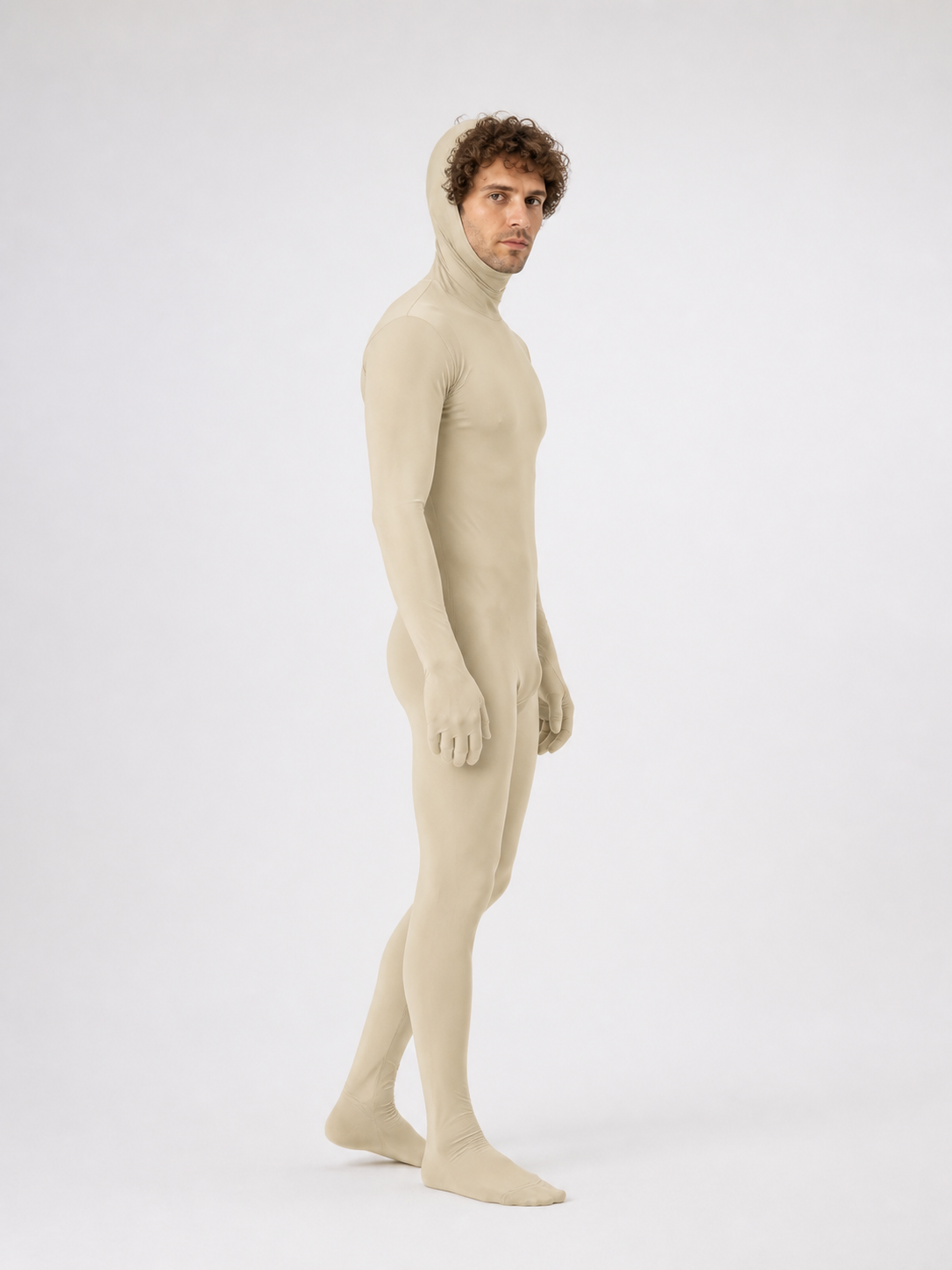 Hooded Zentai Bodysuit with Open Face side view