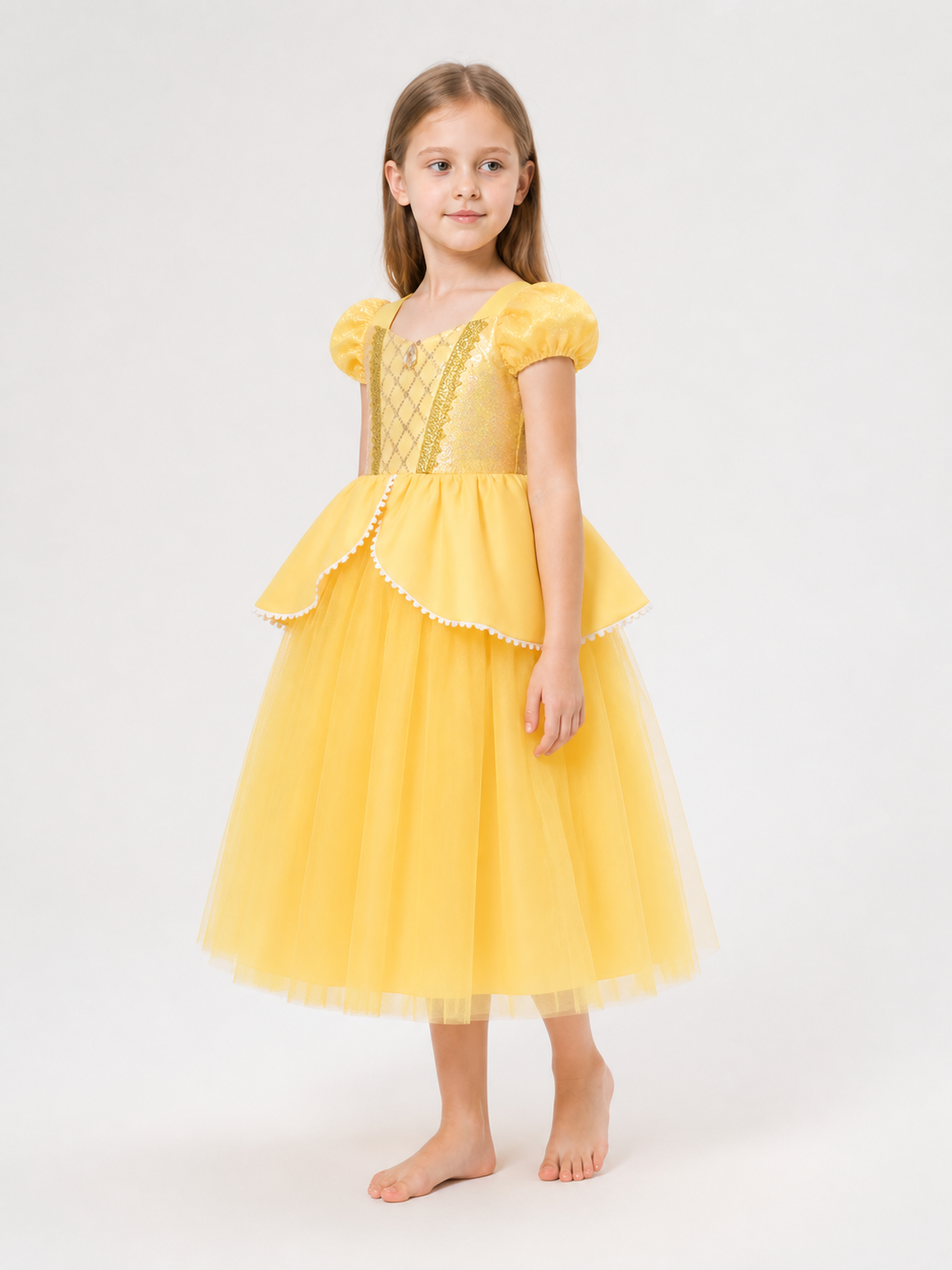 Yellow Princess Costume Dress for Halloween and Cosplay side view