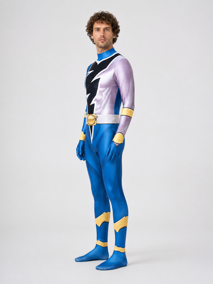 Hooded Jumpsuit Costume with Mask, Lightning Print side view
