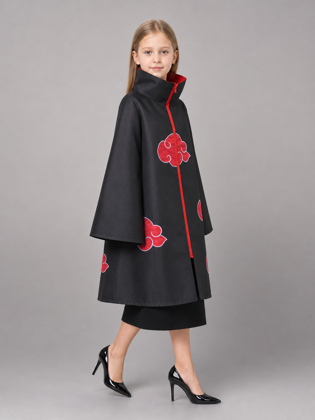 Black Cloak with Red Clouds for Cosplay