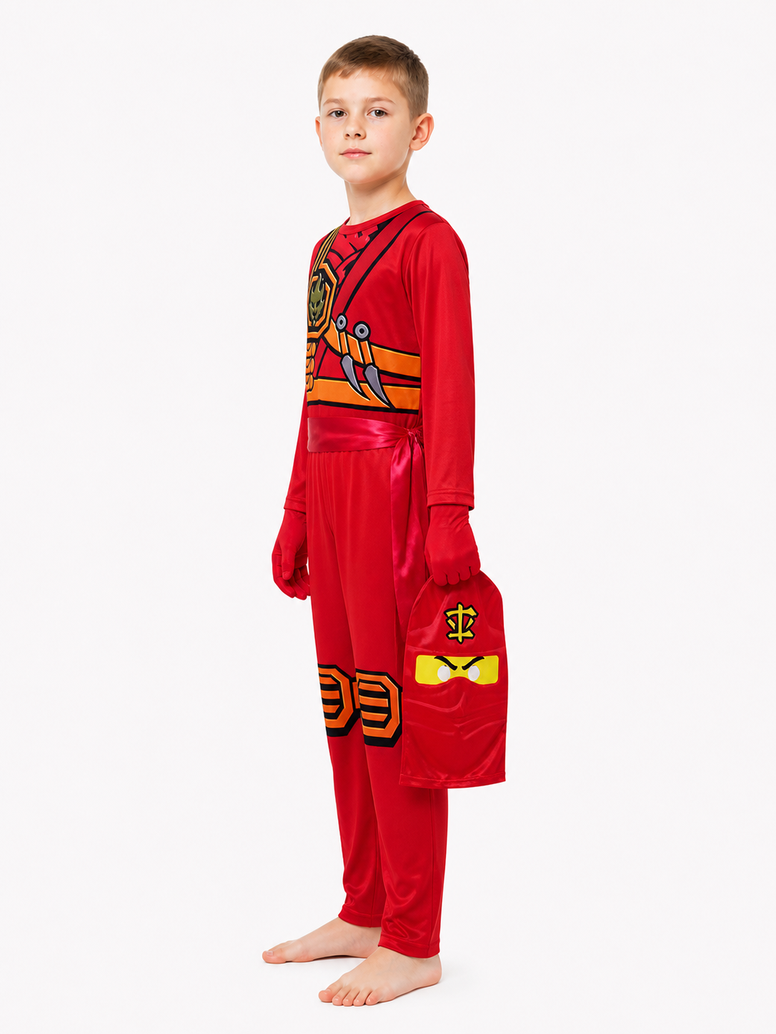 Ninja Costume Jumpsuit with Mask and Gloves side view