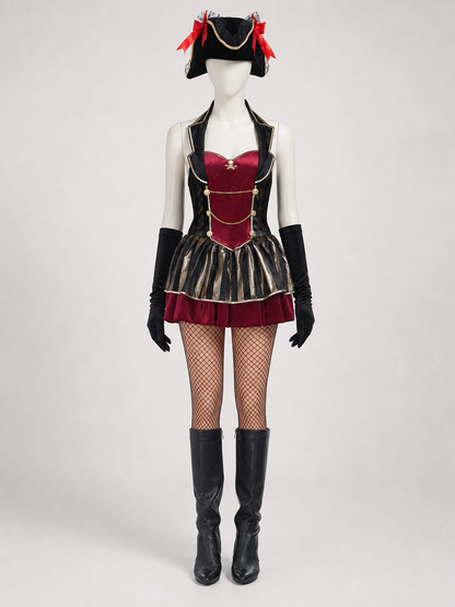 Pirate Cosplay Costume with Black Hat