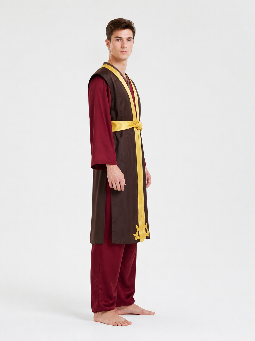 Zuko Cosplay Costume: Robe and Pants with Decorative Details side view