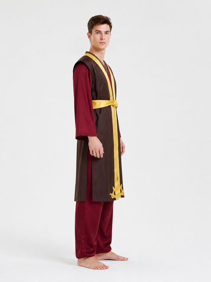 Zuko Cosplay Costume: Robe and Pants with Decorative Details side view