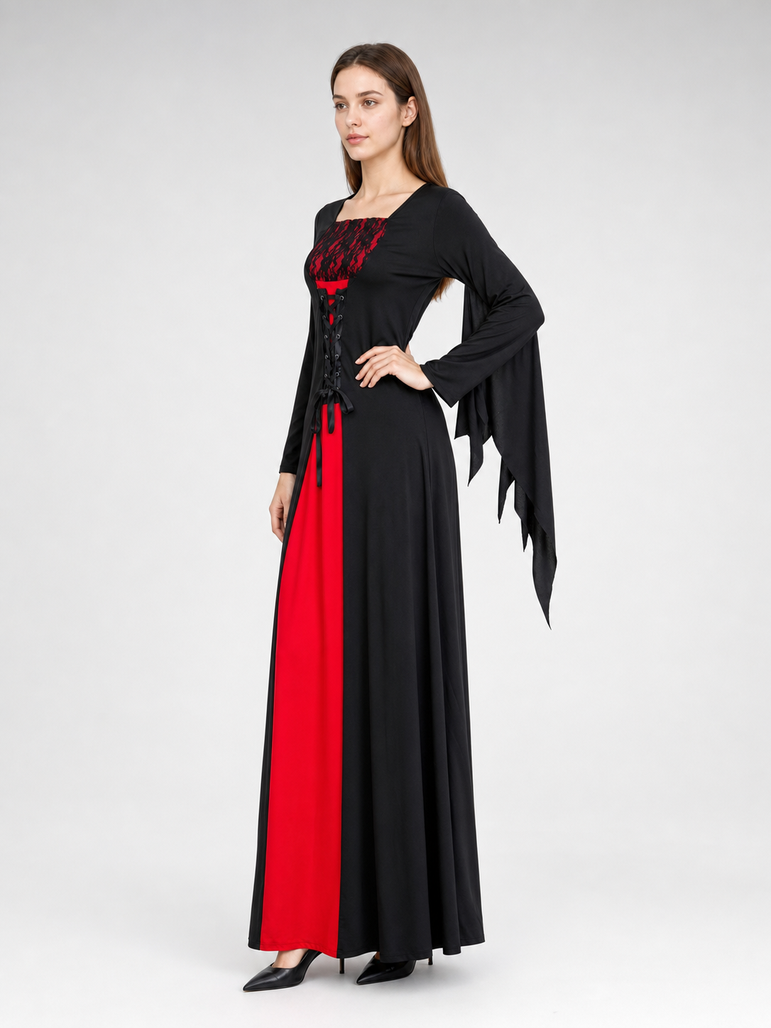 Vampire Costume: Long Black and Red Dress