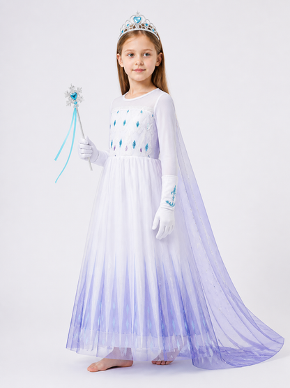 Snow Queen Costume with Crown and Wand