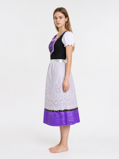 Dress with Floral Embroidery and Puff Sleeves side view