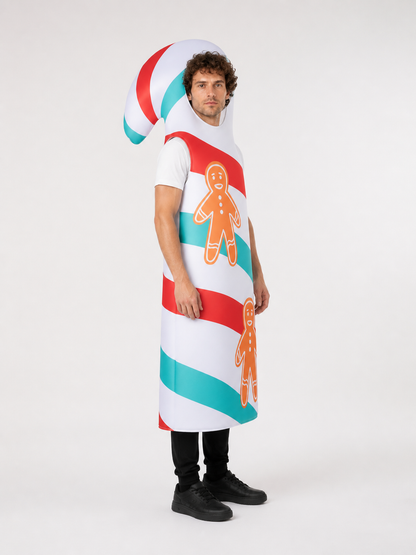 Carnival Candy Cane Jumpsuit with Hood side view