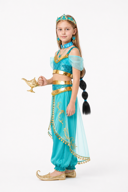 Jasmine Costume with Sequins and Harem Pants for Halloween side view