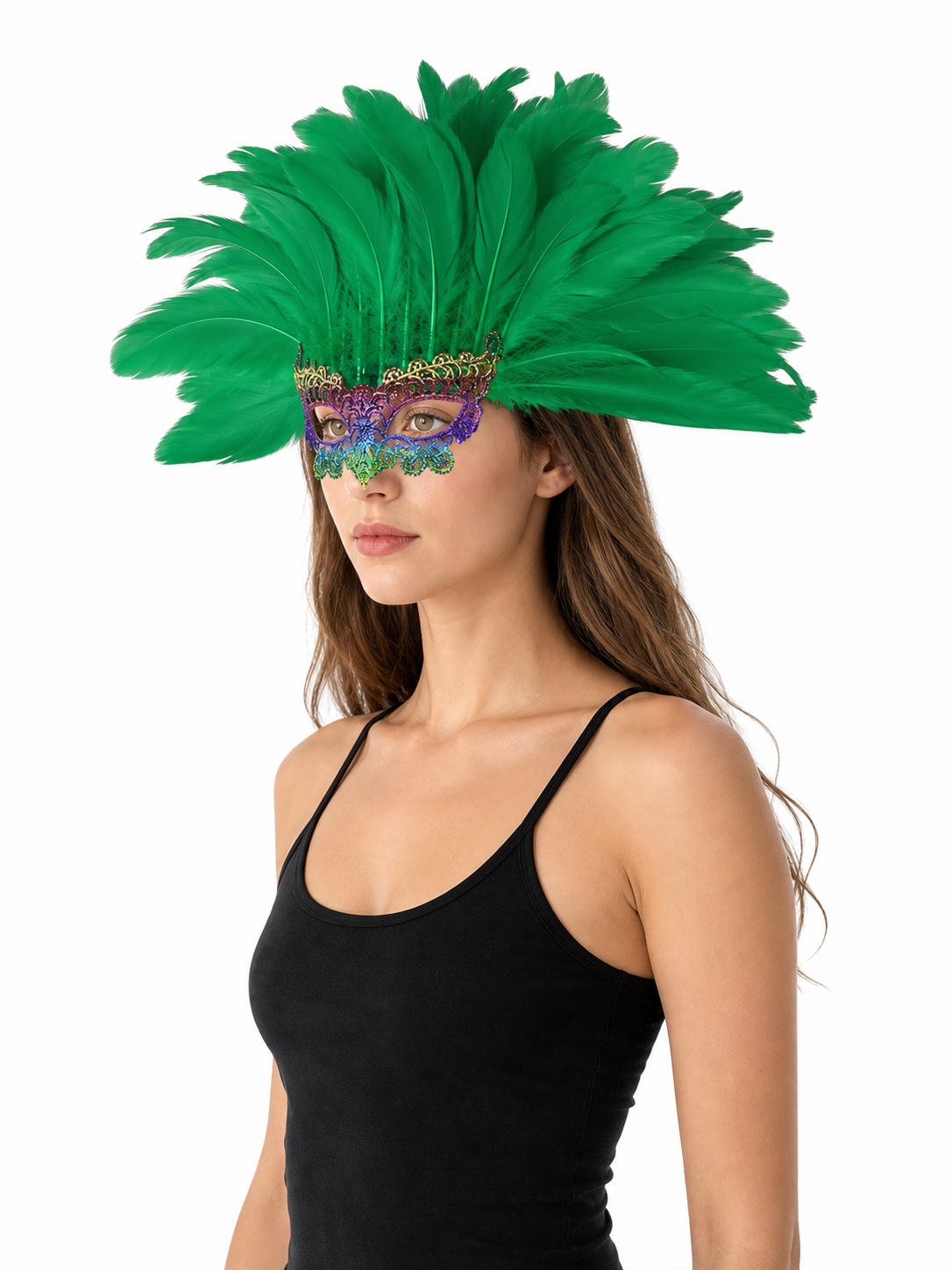 Carnival feather headdress with mask