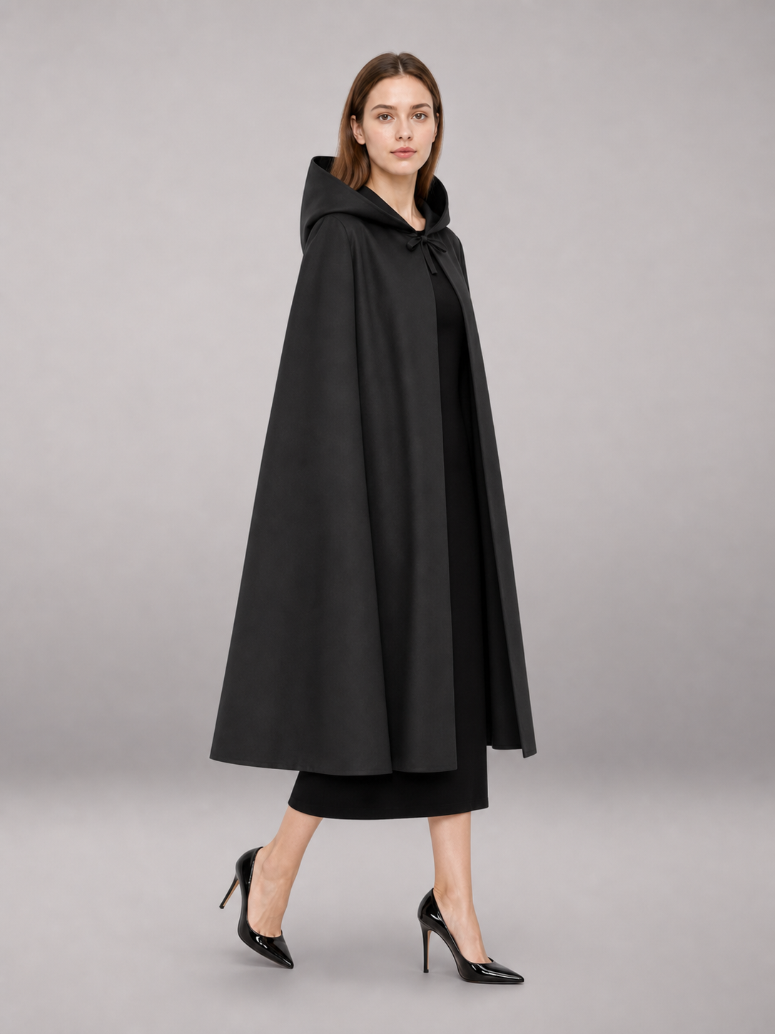 Black hooded carnival cloak for costumes