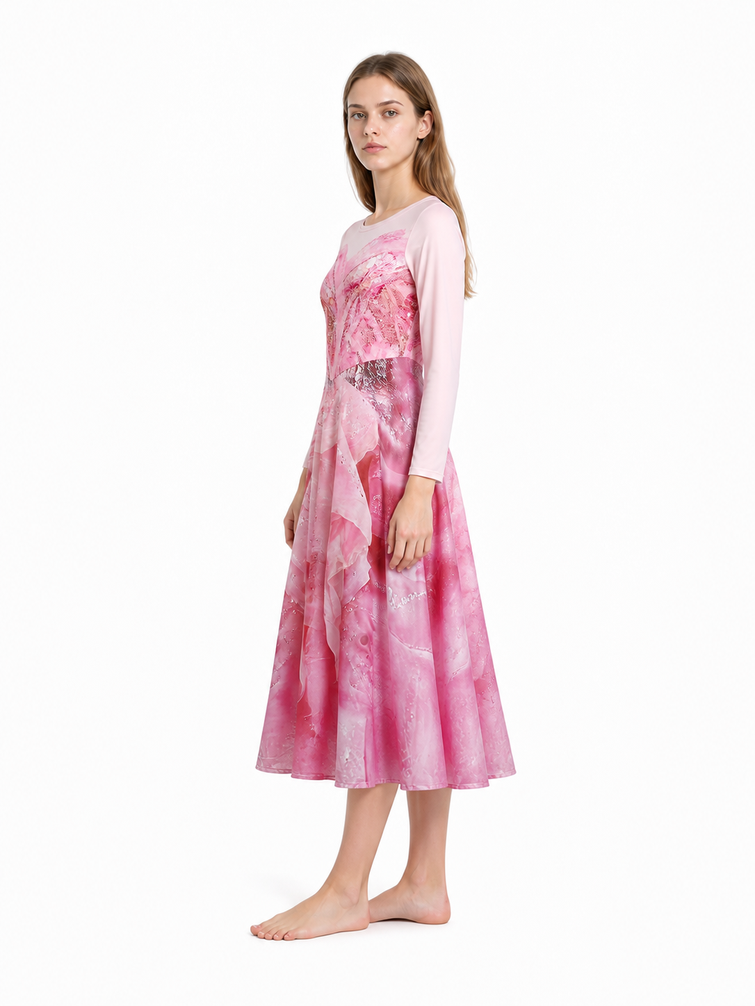 Glinda Cosplay Dress with Long Sleeves side view