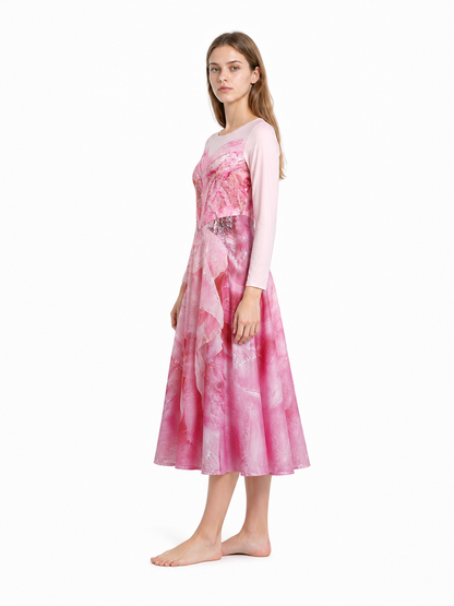 Glinda Cosplay Dress with Long Sleeves side view