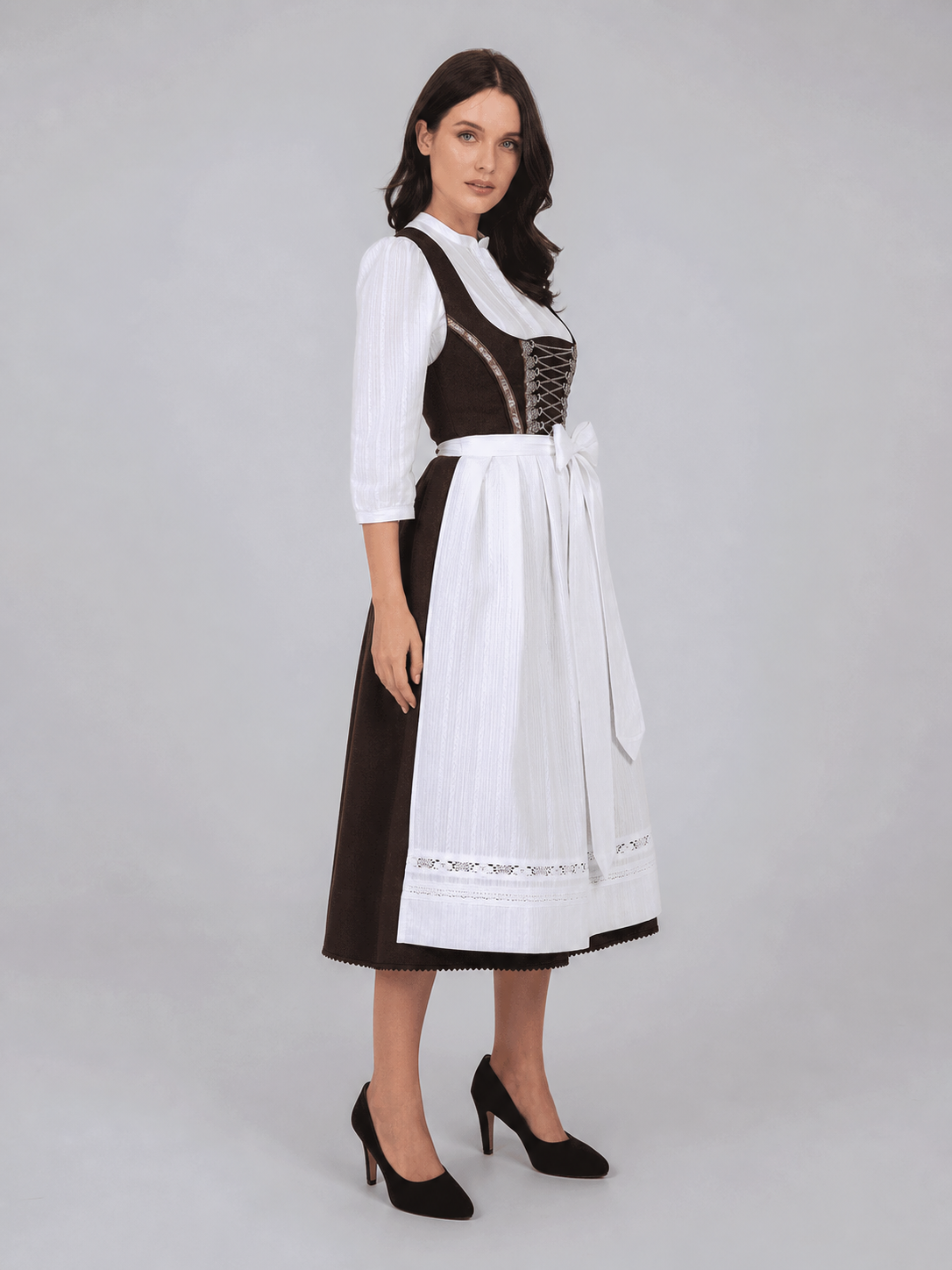 Historical Dress Costume for Cosplay, Black and White side view