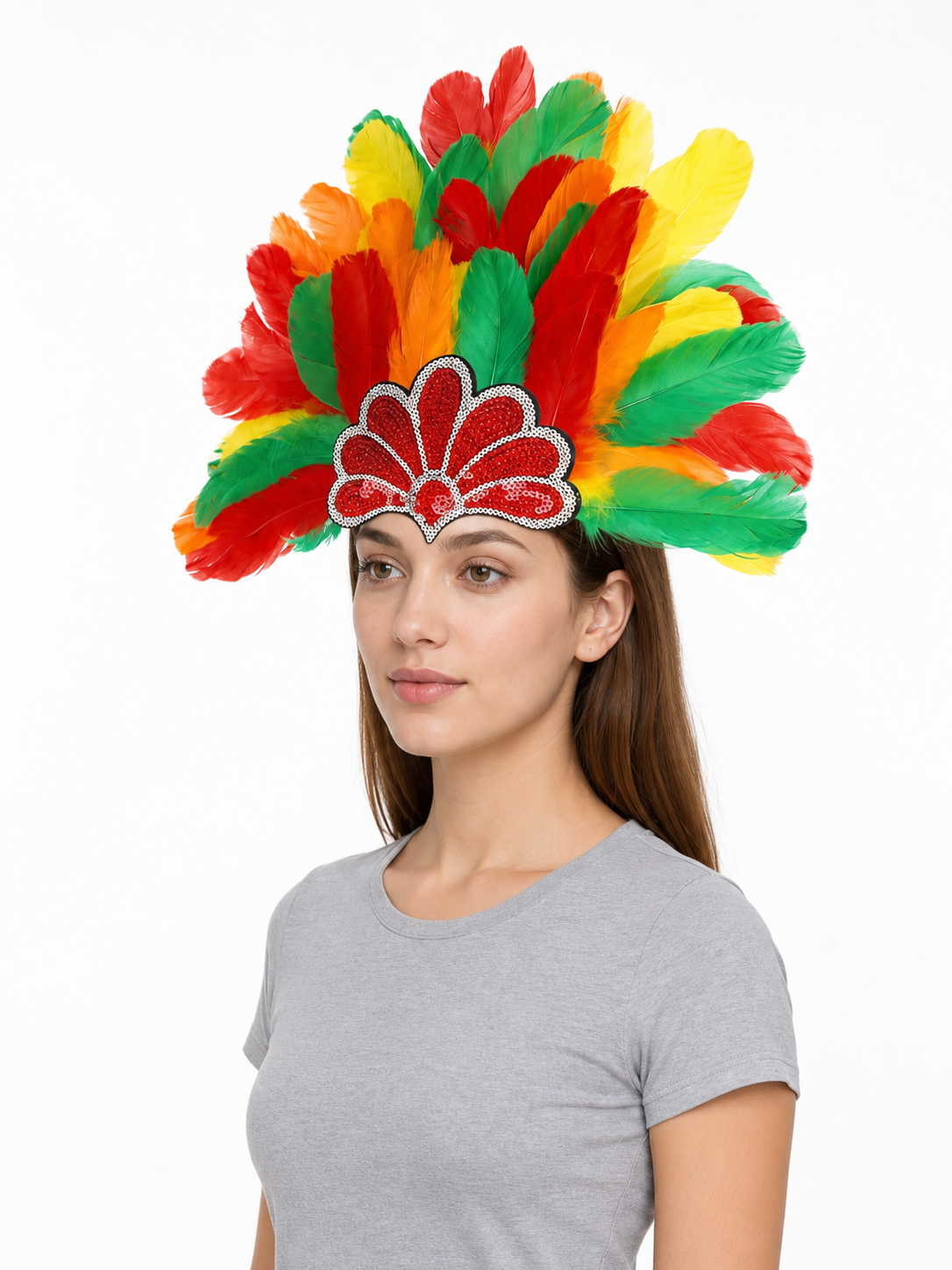 Multicolored Carnival Feather Headpiece