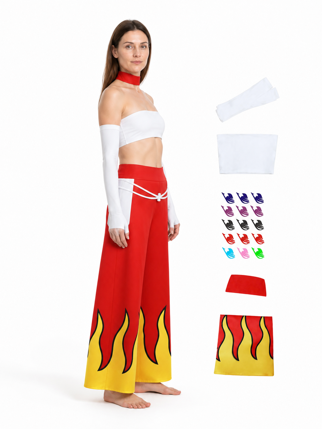 Flame Print Costume with Wide-Leg Pants side view