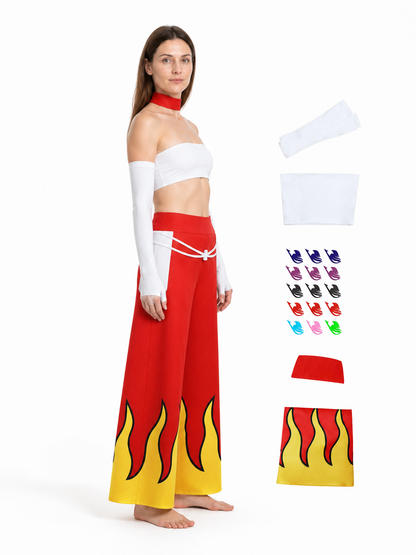 Flame Print Costume with Wide-Leg Pants side view