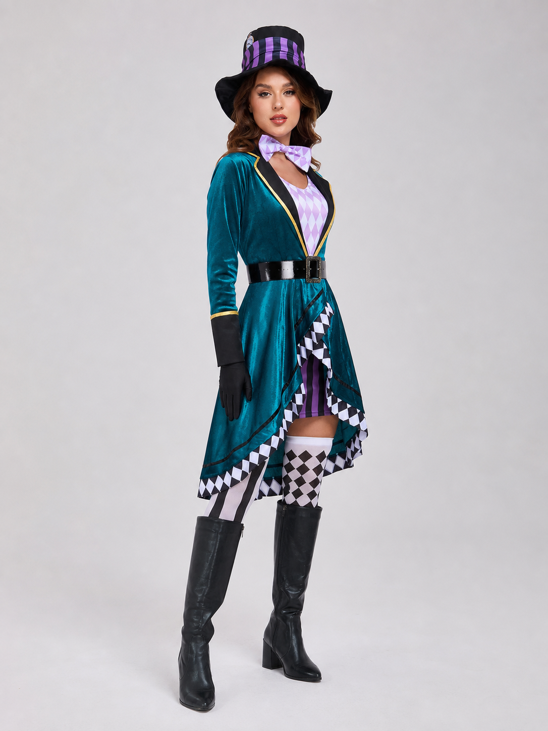 Stage Costume with an Asymmetrical Skirt and Top Hat