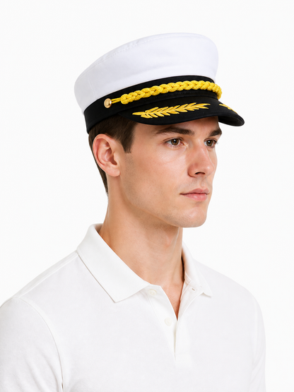 Captain's Carnival Cap with Gold Embroidery