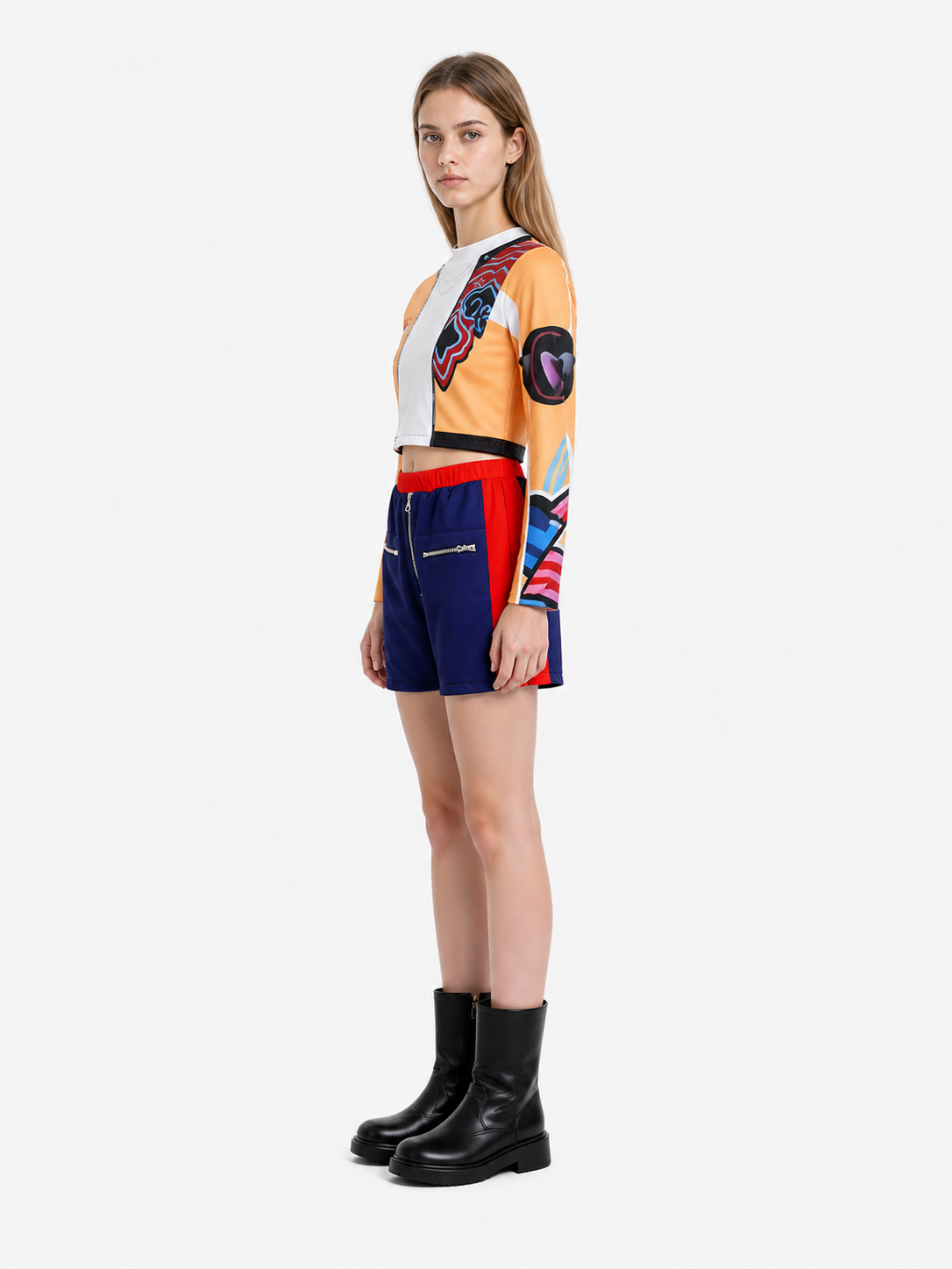 Stage Costume with Long Sleeves and Shorts side view