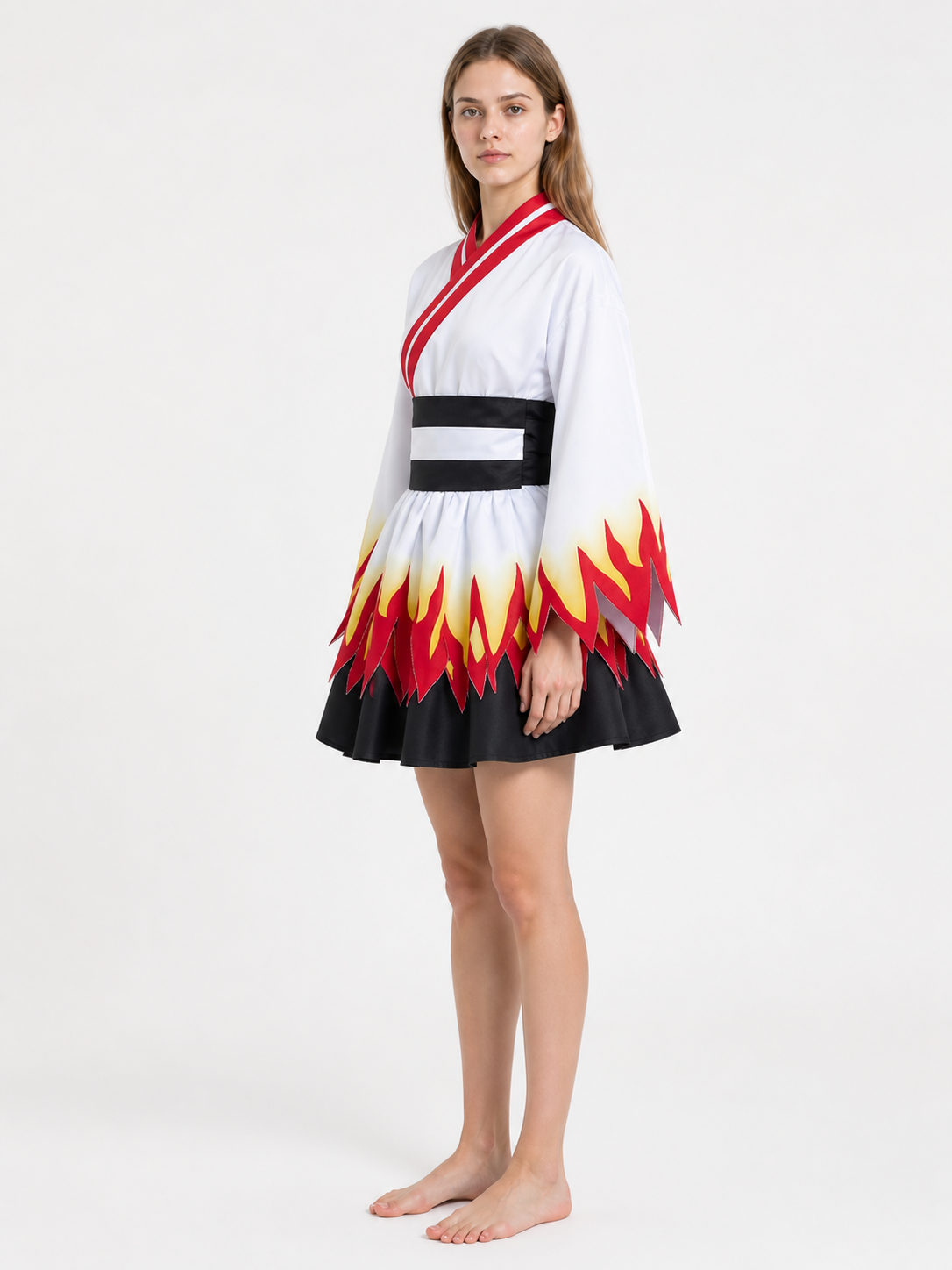 Kimono-Style Dress with Flame Print for Cosplay side view