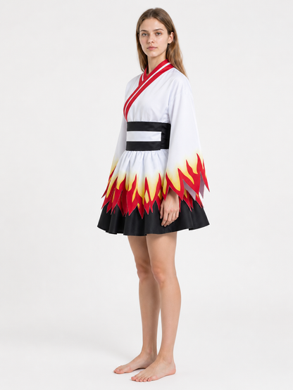 Kimono-Style Dress with Flame Print for Cosplay side view