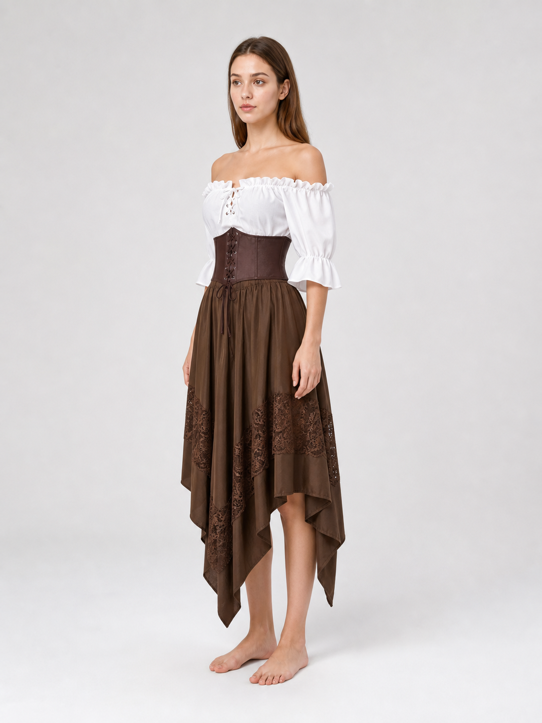 Pirate-Style Costume: Blouse, Corset, and Skirt