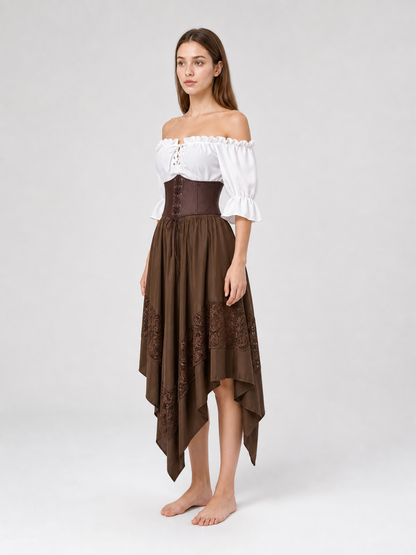 Pirate-Style Costume: Blouse, Corset, and Skirt