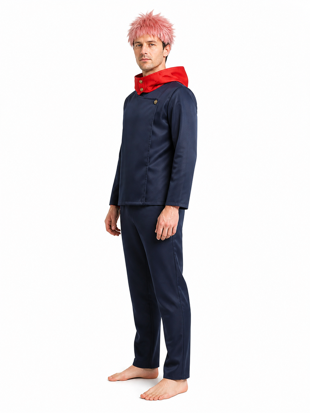 Hooded Cosplay Costume with Pants and Wig side view