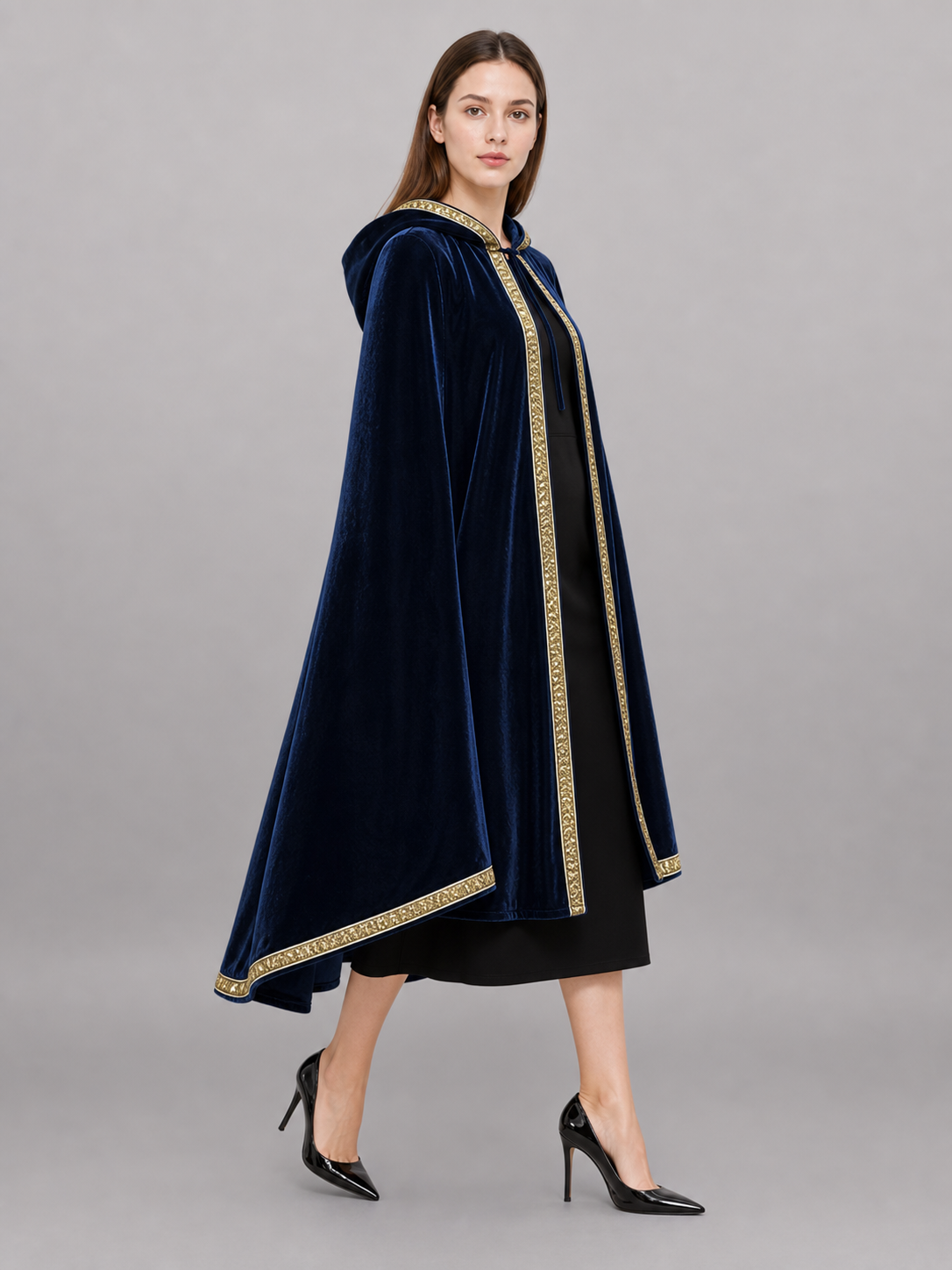 Dark Blue Hooded Costume Cloak
