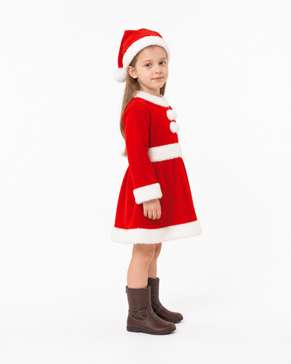 Children's Santa Claus Costume with White Trim side view