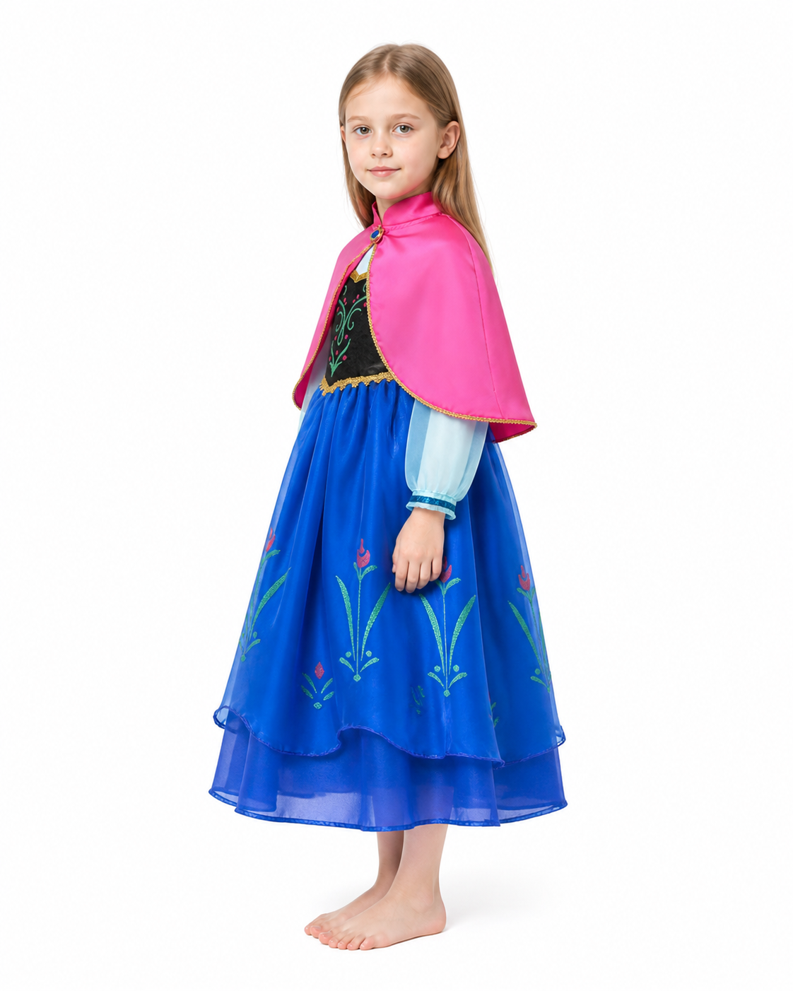 Long Princess Dress for Girls with Flowers and Vines side view