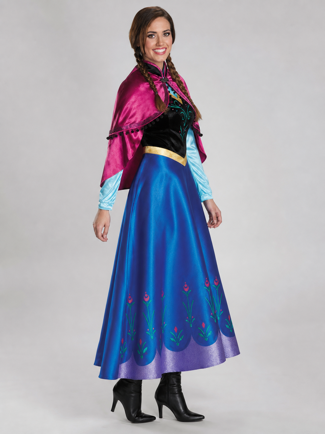 Fairytale Carnival Costume with Dress and Cape side view 3