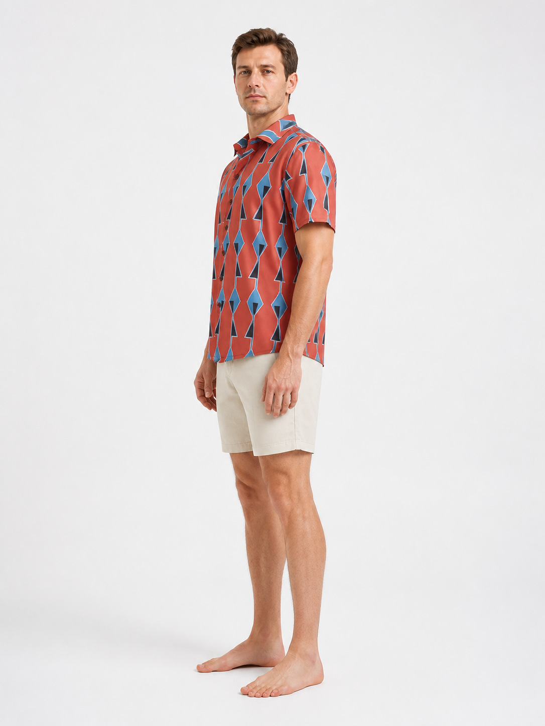 Short-Sleeve Shirt with Geometric Pattern side view