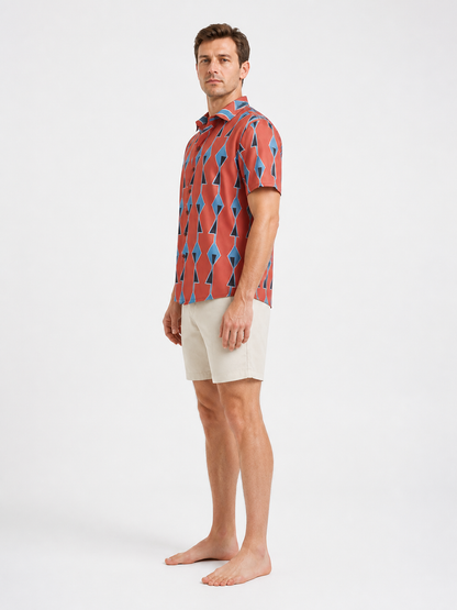 Short-Sleeve Shirt with Geometric Pattern side view