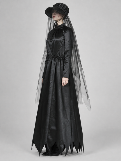 Witch Costume with Hat and Sheer Veil side view