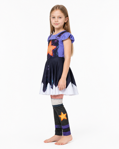 Girls' Poppy Playtime Lily Dress with Leggings, Stars side view
