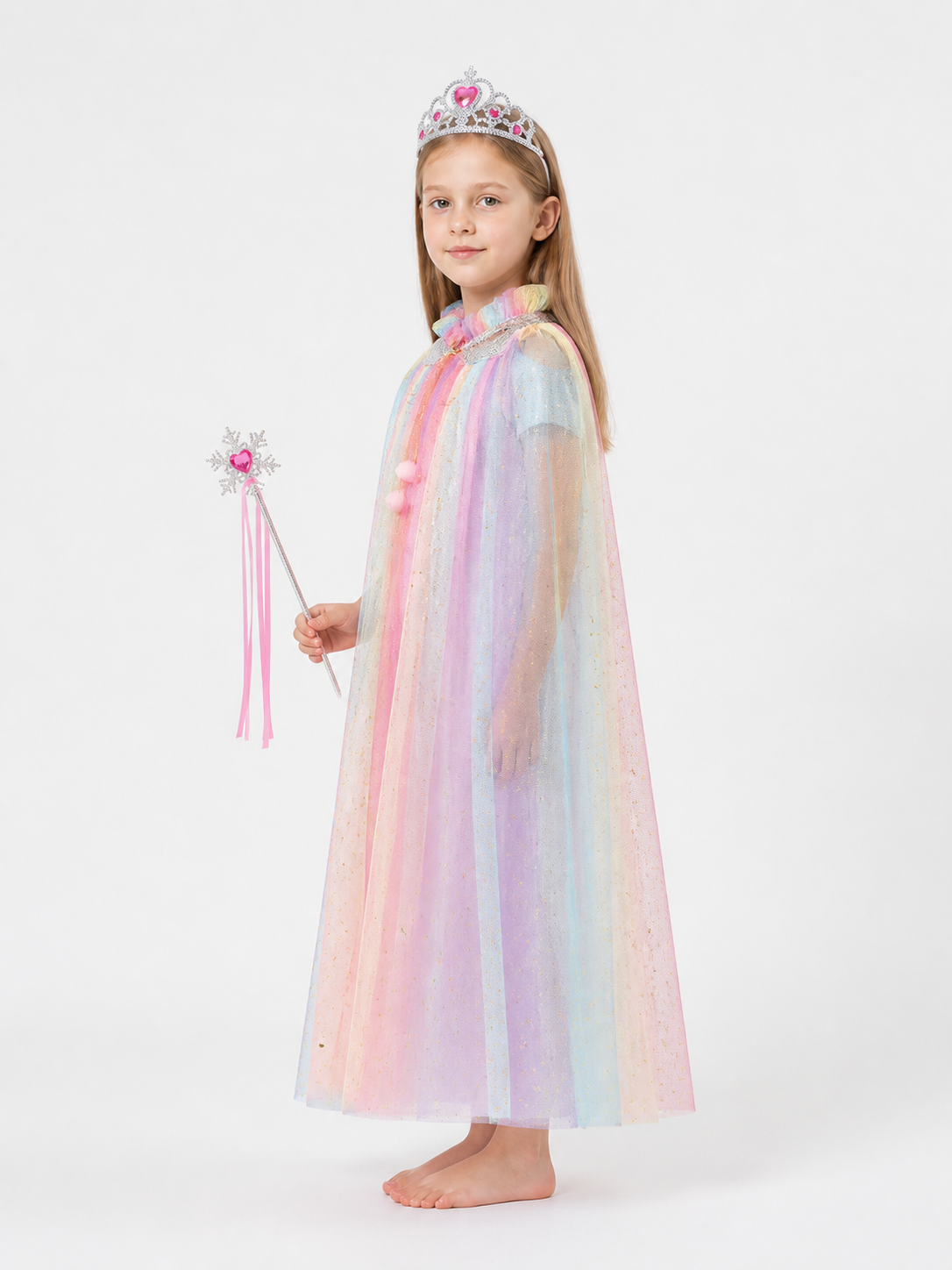 Children's Cape with Crown and Magic Wand