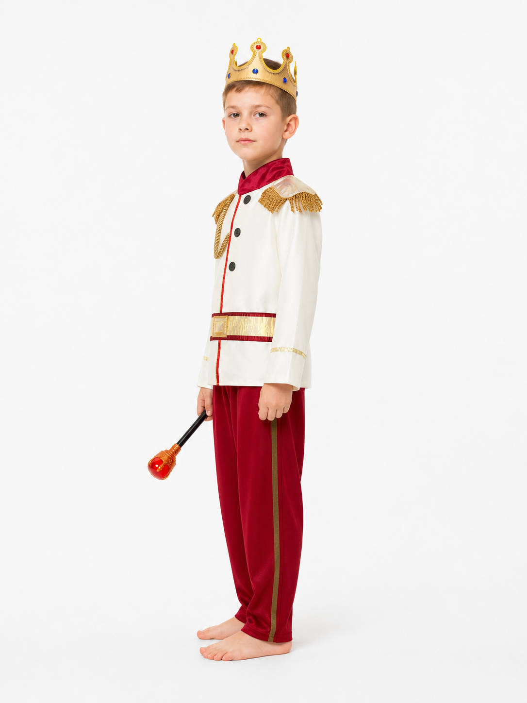 Children's Prince Costume with Crown and Scepter side view