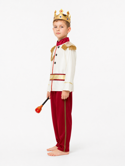 Children's Prince Costume with Crown and Scepter side view