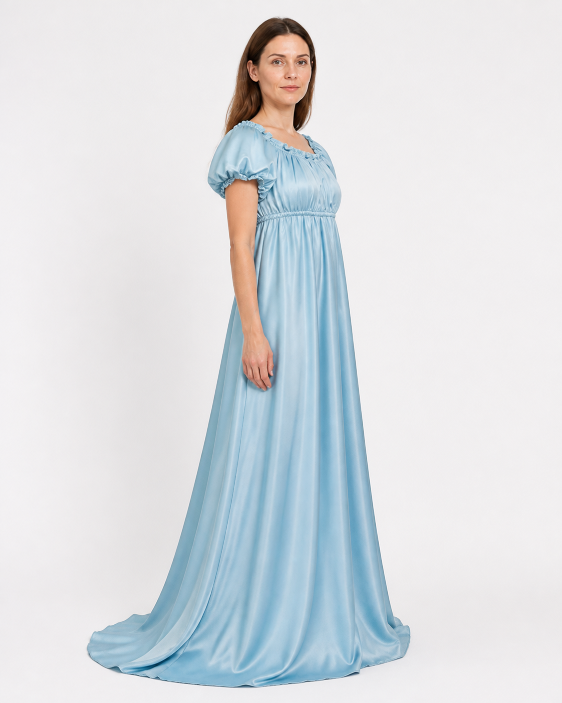 Long Light Blue Bridgerton Dress for Balls and Cosplay side view
