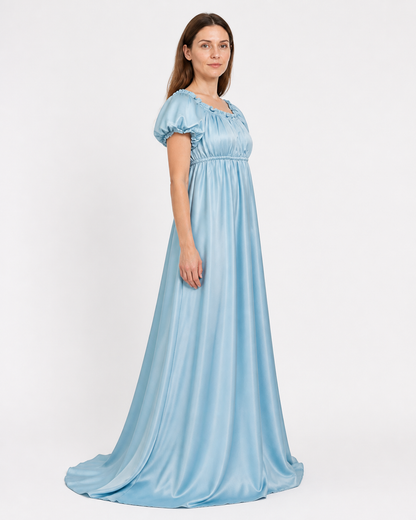 Long Light Blue Bridgerton Dress for Balls and Cosplay side view