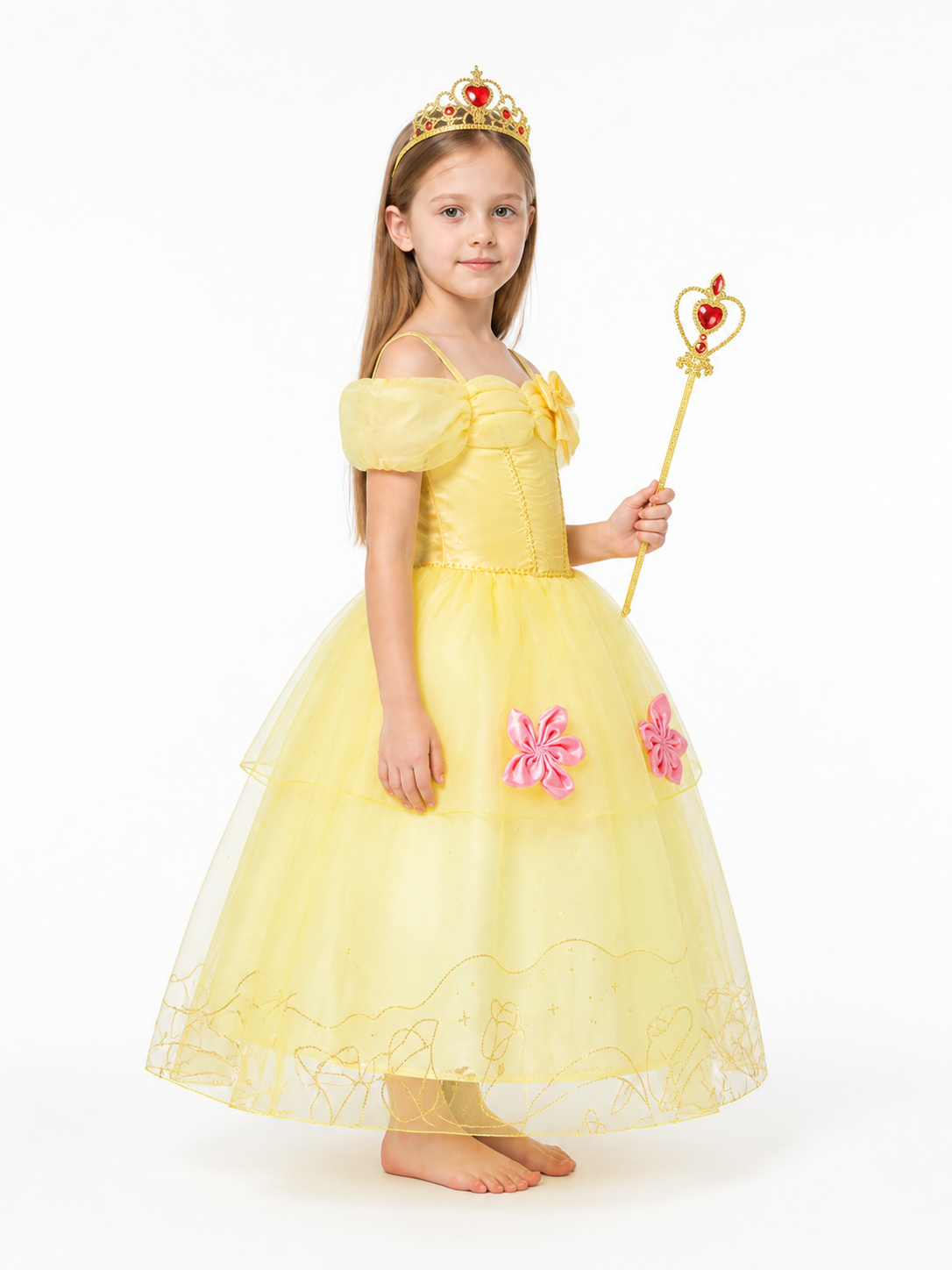 Princess Dress with Crown and Magic Wand side view