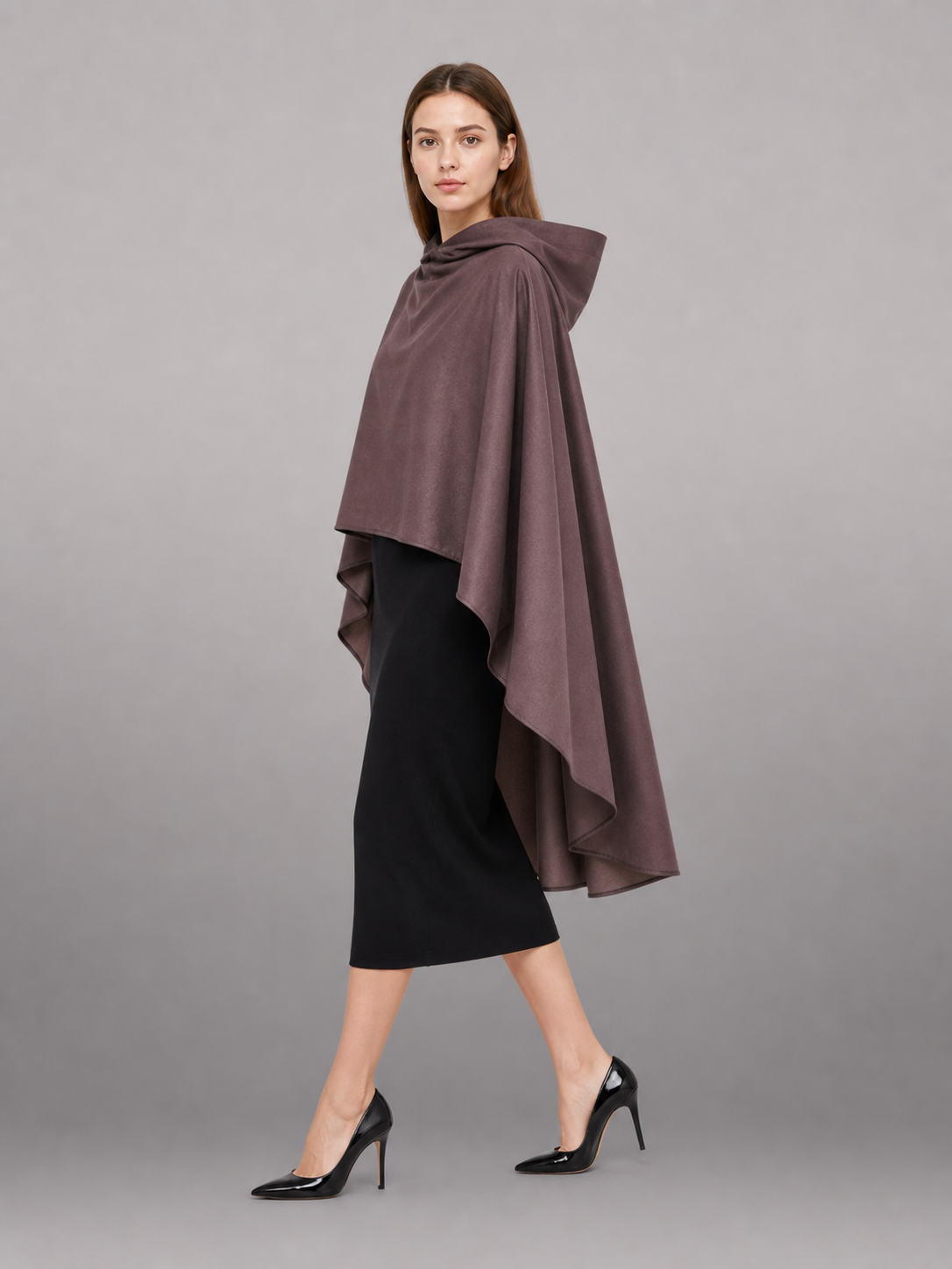 Dark Brown Hooded Carnival Cloak