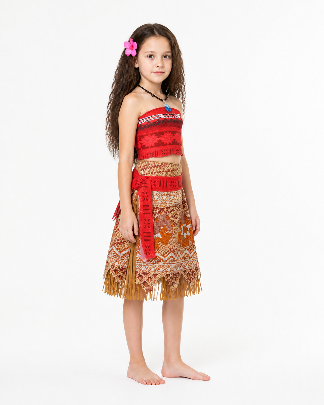 Kids' Moana Halloween Costume with Dress and Accessories side view