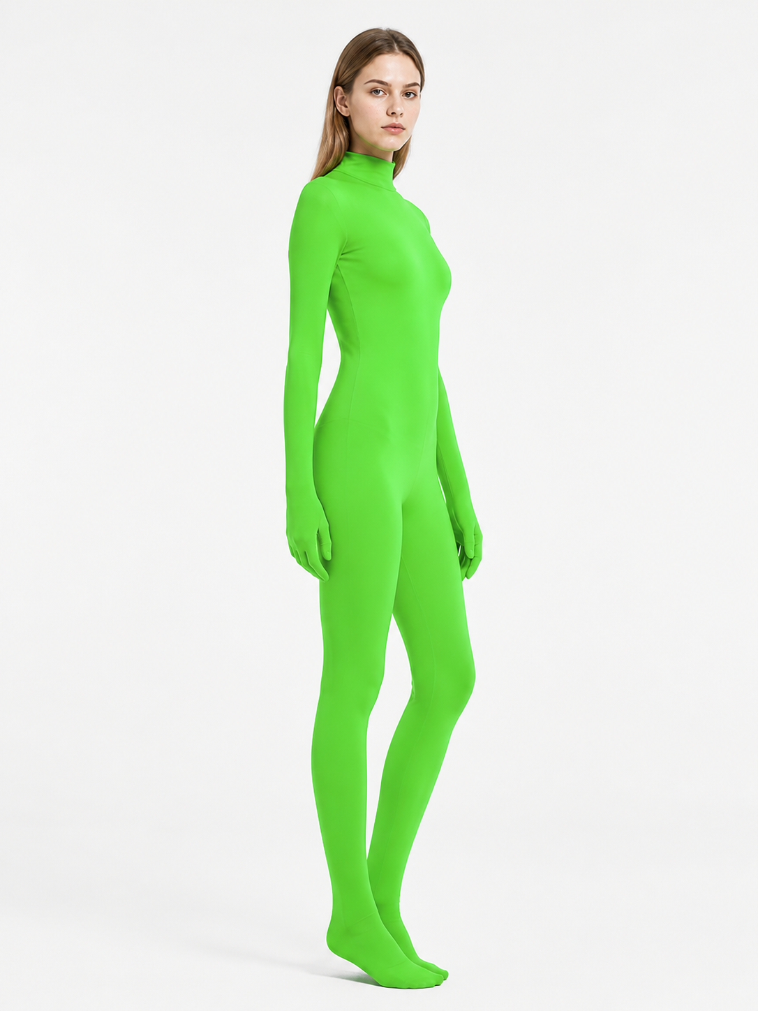 Form-Fitting Jumpsuit with Covered Hands and Feet side view