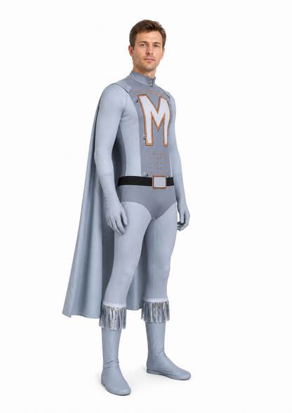 Megamind Jumpsuit with Cape, Gray-Blue side view