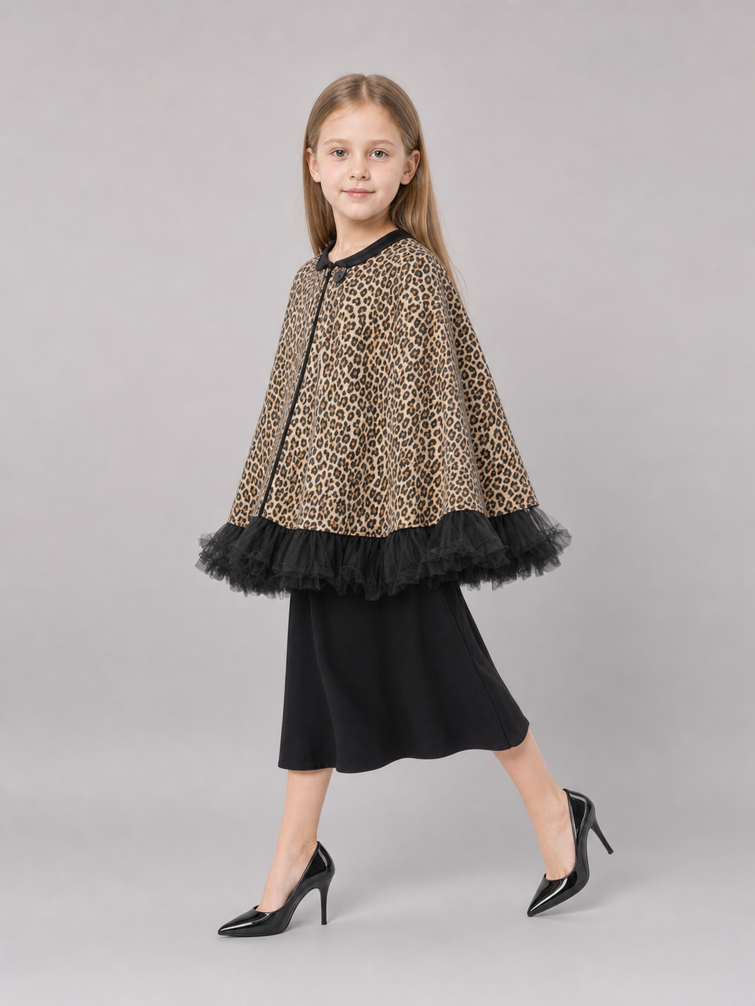 Leopard-Print Costume with Ears and Skirt