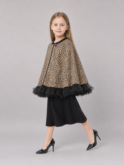 Leopard-Print Costume with Ears and Skirt